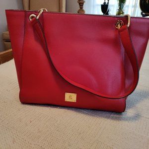 Ralph Lauren, red pebble-leather, tote